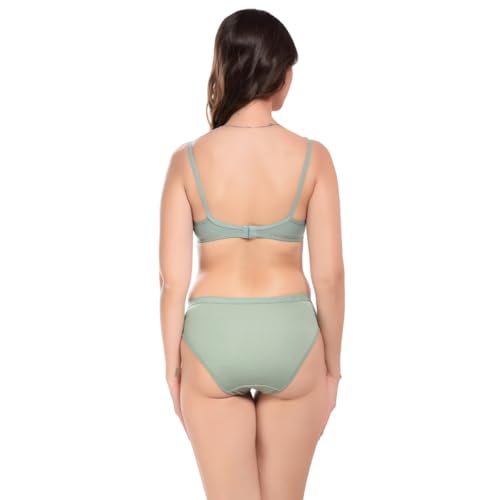 Image of SGC Women Cotton Blend Lingerie Set||Lightly Padded Wirefree Bra & Panty Set||Bridel Set for Women & Girls