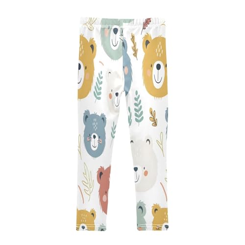 Bolaz Toddler Girls Leggings Printed Yoga Pants Leggings Cute Blue Yellow Bear for Kids2
