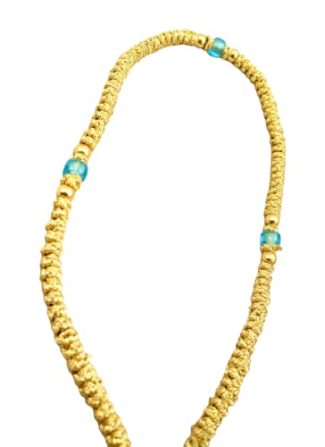 Iconsgr Handmade Blessed Christian Orthodox Greek Komboskoini Prayer Rope 100 Knots Pentant Gold #TOP2