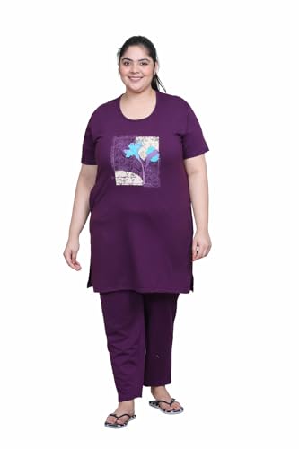 Image of RYSH Women's Printed Cotton Plus Size Longline T-Shirt with Pockets | Cotton fabric - soft longline T-shirt with easy plus-size fit