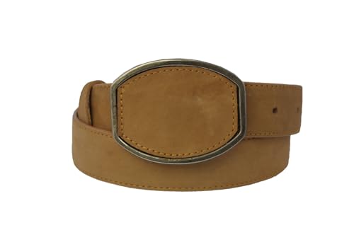 El Presidente Mens #450 Sand Western Cowboy Belt Solid Leather Removable Buckle