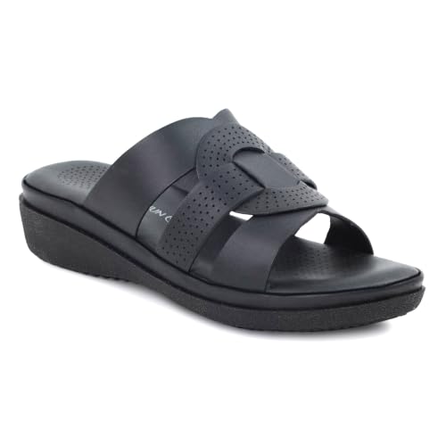 Image of Moshun Criss Cross Sandals for Women & Girls | Multi Strap & X Strap Flat Sandals, Bounce Back Technology Footbed with Adjustable Strap, Anti-Slip Sole | Lightweight Daily Wear Casual Slip-On Sandals