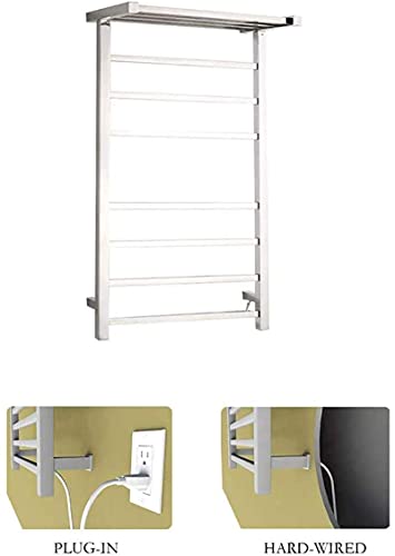 Portasciugamani riscaldato elettrico, 10 bar, design a doppio strato, finitura lucida a specchio, perfetto per l'arredamento del bagno, soluzione di riscaldamento efficiente ed elegante