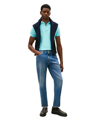 Image of Tommy Hilfiger Men's Short Sleeve Polo Shirts in Slim Fit with Stretch and Organic Pique Cotton