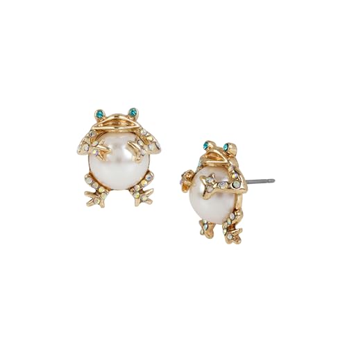 Betsey Johnson Women's Pearl Critters Frog Stud Earrings3