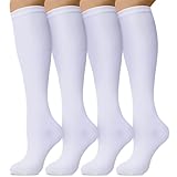 Senker Fashion Knee High Socks for Women, Cotton White Long Tube Sock Black Stockings Striped for Boot Outdoor Sport