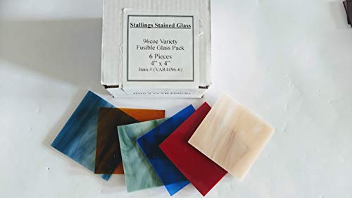 96coe Fusible Opal, Cathedral, and Textured Glass Sheets by Stallings Stained Glass (6 Pieces (4