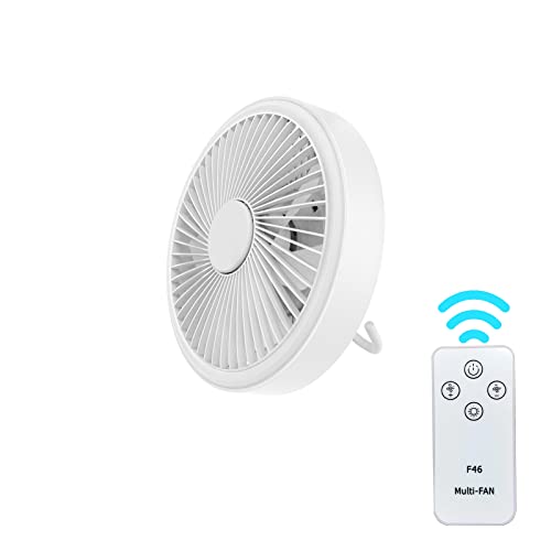 zelaxy Ventilator für Camping mit Licht Bergsteigen hängt Kopf Kleiner Deckenventilator wiederaufladbarer Handventilator Outdoor Zuhause Hände frei Sommer Kühlzubehör -Weiß Cover