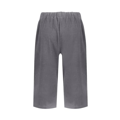 Womens Cotton Linen Capri Pants Summer Straight Casual Elastic Fashion Cropped Trousers Beach Vacation Outfits 20253