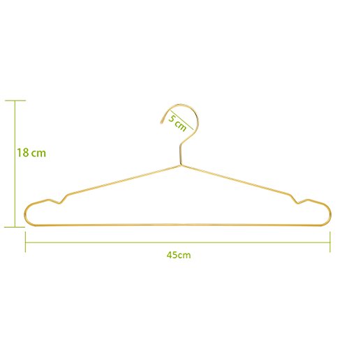 17.7" Strong Metal Wire Clothes Hangers, Coat, Standard Suit Hangers, Ideal for Everyday Use, 30 Pack, Gold