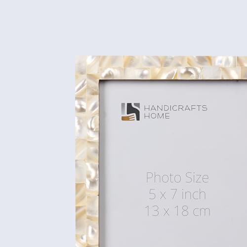 Image of Handicrafts Home 5x7 Picture Frames Pack of 2 - Mother of Pearl Collection Handcrafted Photo Frames, Perfect for Wall & Tabletop Display, Ideal Home Decor Gift