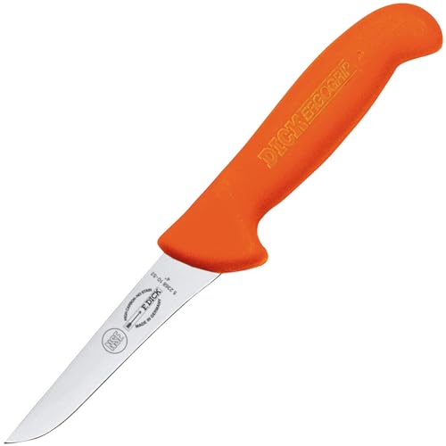 F. DICK Ausbeinmesser ErgoGrip 10 cm, steif - rostfrei, Klinge extra scharf, 56 HRC, Fleischermesser ergonomischer Griff hygienisch - Spezialstahl Metzgermesser - Profi Messer - 82368101-53 - orange