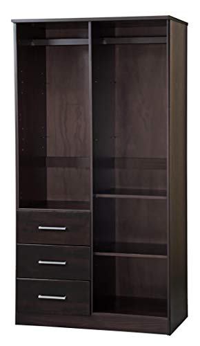 Palace Imports Metro 100% Solid Wood Wardrobe With Mirror, Java #TOP4