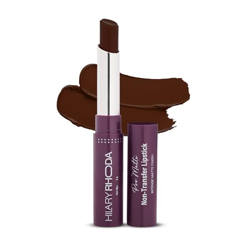 Image of Hilary Rhoda Pro Matte Non-Transfer Lipstick | Waterproof & Smudge-Proof | 12-Hour Long Stay | 24 Shades Available | Highly Pigmented Matte Finish Lipstick | 2g - (Dark Brown | Shade 13)