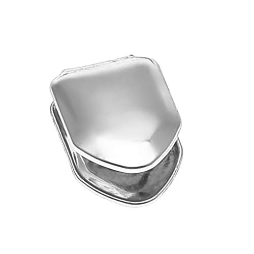 EXCEART 2個 シングル歯グリルズ 本物のシングル歯グリルキャップ メンズ ヒップホップ(シルバー)