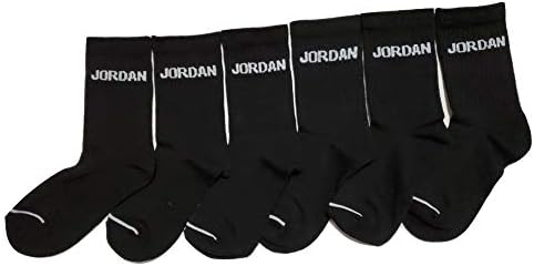 Jordan Nike 6 Pair Pack Kids Crew Socks Size 5-7 (kids' shoe size 10c-3y) - Black/White