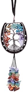 Nupuyai 7 Chakra Horseshoe Tree of Life Hanging Ornament, Reiki Healing Stones Feng Shui Crystals Home Window Wall Art Good Luck Wedding Decor