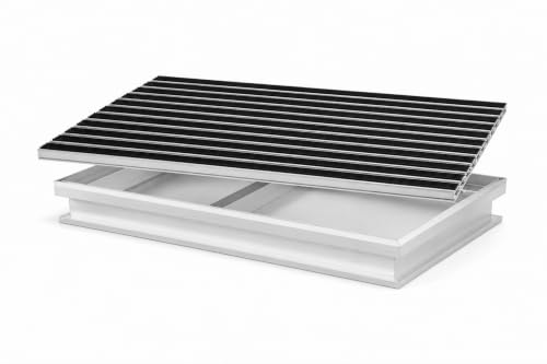 POLENTEX Aluminium-Fußmatte mit Ablaufwanne 60x40 cm 22 mm Profilhöhe & 80 mm Gesamteinbautiefe Rutschhemmende Gummieinsätze & Maximale Widerstandsfähigkeit