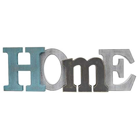 Veclotch Rustic Wood Home Sign Decorative Cutout Word Sign Wall Decor, Multicolor Wooden Home Word Sign Freestanding Block Letters Wall Mounted Decorative Sign Cover