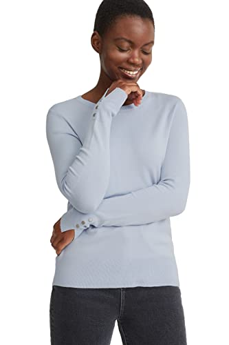 C&A Damen Pullover Rundhalsausschnitt Nylon|Viskose Unifarben hellblau 2XL