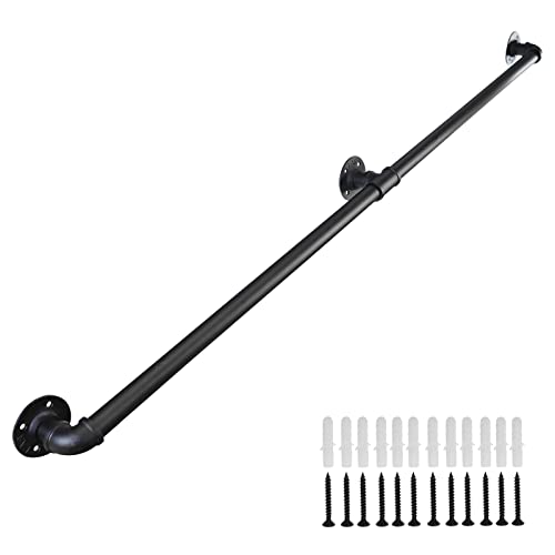 Toriexon Handrails For Outdoor Steps 5Ft, Galvanized Steel Handrails For Indoor Stairs Easy To Install, Iron Balusters Hand Railing Indoor Outdoor For Household Or Commercial Buildings #TOP2