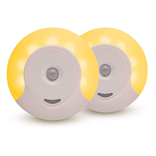 emagine A Sleep Aid Amber LED Motion Sensor Night Light Plug in for Bedroom with Dusk to Dawn Motion Activated Auto Sensor, Promotes Melatonin Production and Healthy Sleep, ON-Off-Auto Toggle, 2-Pack