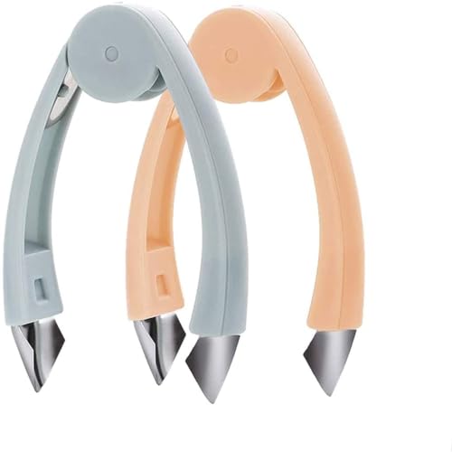 Enyolidimk 2 Pack Strawberry Huller Stem Remover Tomato Pineapple Corer Kitchen Gadget, Stainless Steel Blade and Handle, Blue and Pink