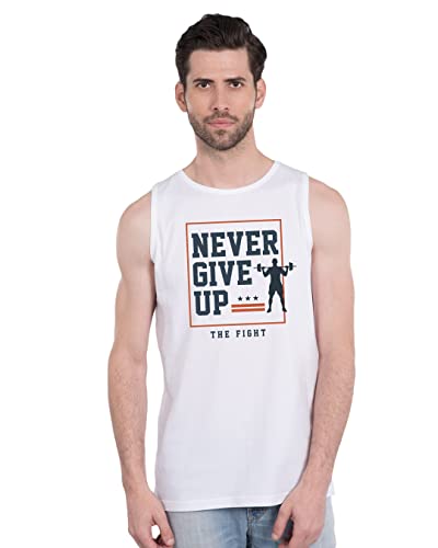Image of Bewakoof Men's Typography 100% Cotton Vest - Regular Fit, Round Neck, Sleeveless