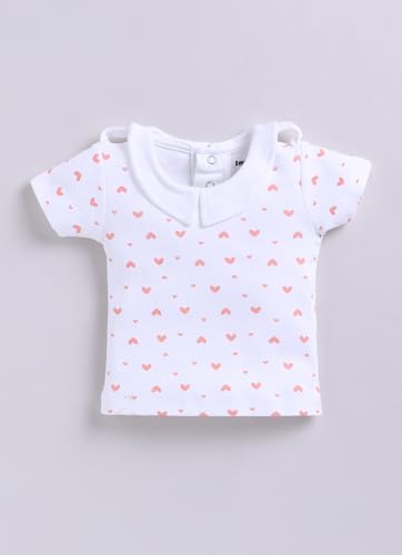 Image of Smart Baby Dungaree Set for Baby Girls | Cotton Romper with T-Shirt | Soft & Breathable Fabric | Cute Embroidery | Snap Button Closure for Easy Diaper Change
