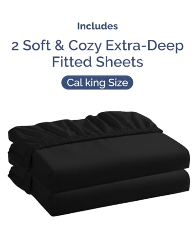 Image of CGK Linens 2 Pack Extra Deep Cal King Fitted Sheets - Black