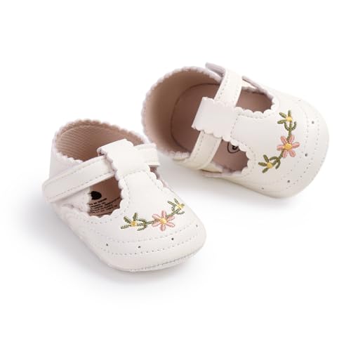 Baby Girls Mary Jane Flats Shoes Infant Classic Embroided Wedding Dress Shoes Sandals Newborn Crib Shoes First Walkers Prewalkers