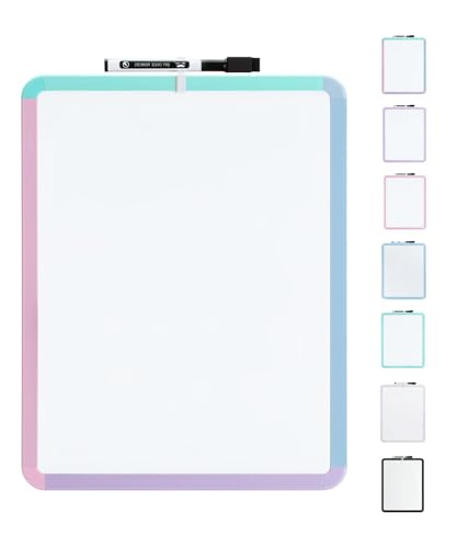 Magnetic Mini Dry Erase Whiteboard 11x14 with Black Marker Colorful Frame Portable Small White Board for Kids Students Home School & Desk Use Drawing & Learning