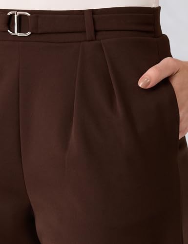 Image of Amazon Brand - Symbol Women Wide Leg Pleated Knit Crape Casual Trouser (Available in Plus Sizes)