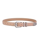 MLWSKERTY Cinturón De Mujer Occidental Retro Genuino Hardware Plateado Envejecido Ajustable Para Uso Diario Ocasiones Especiales Cinturón Genuino Para Mujer Accesorio Retro
