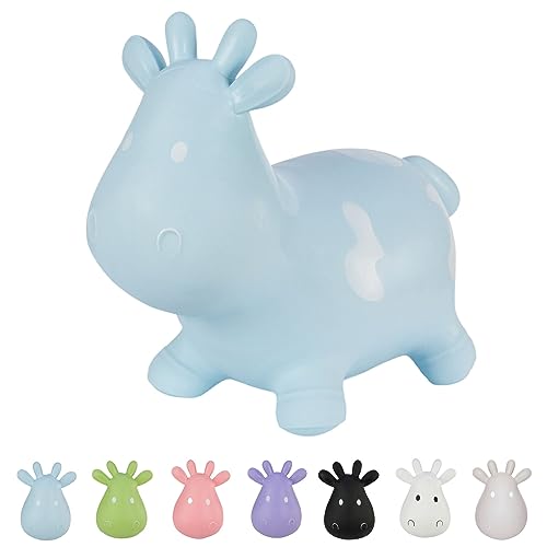 Hoppimals Space Hopper Mucca Gonfiabile per Bambini di età Pari o Superiore a 12 Mesi – Imballo con Confezione Regalo, Pompa Inclusa – Cavalcabile Bambino, Palla rimbalzante per Bambini - Blu