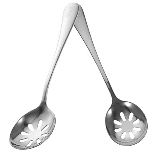 FUNOMOCYA 2-piece Stainless Steel Slotted Serving Spoon Set Lightweight for Buffets Families and Daily Use