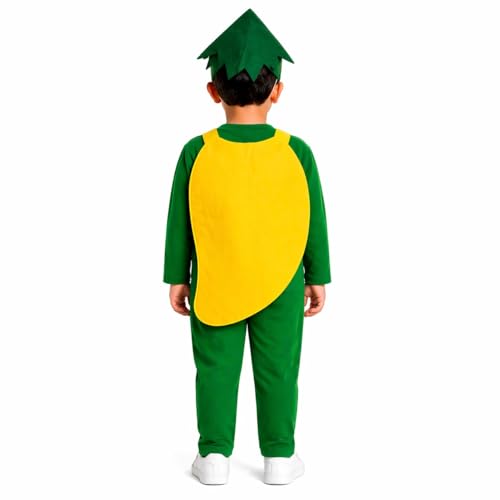 Image of Raj Costume Kids Mango Fruit Costume Apron with Cap for Boys & Girls | Cute Yellow Cutout Fancy Dress | Soft Felt Fabric | Role Play Outfit