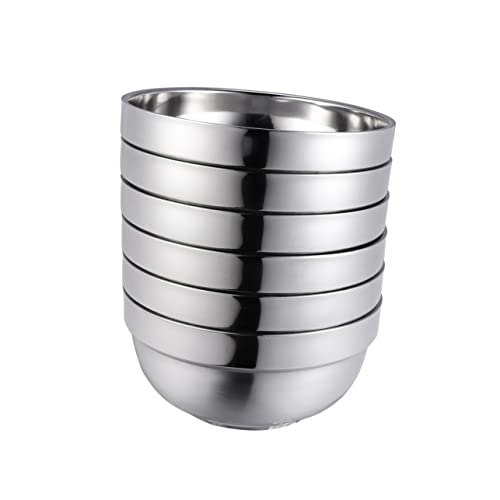 STOBAZA 2Pcs Insulated Double Layer Stainless Steel Rice Bowls for Soup Family Dinnerware Safe for Home Beach Camping Use