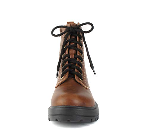 Image of Soda FIRM - Lug Sole Combat Ankle Bootie Lace up w /Side Zipper