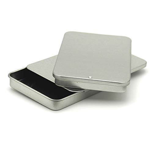 MagnaKoys Silver rectangular tins with slider tops for Crafts Pills Geocaching (3, Large Slide Tins)