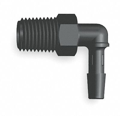 Eldon James L6-5BN Black Nylon Threaded Elbow, 3/8-18 NPT Thread to 5/16