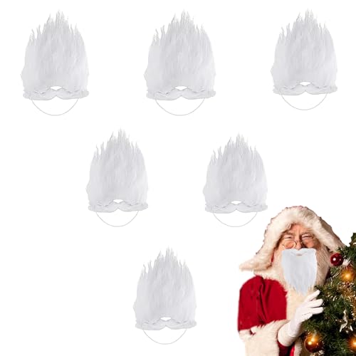 6 Stück Weihnachtsmann Bart Weißer,Künstlicher Bart,Selbstklebender...
