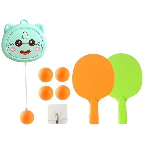kowaku Hanging Table Tennis Train Set Tennis Practice Equipment Parent Child Toy Self Training Hanging Boys Beginners Girls Adults, Cow 2 Beats 5 Ball