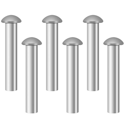 6 Pcs Rivet Durable,50 x 6 mm Silver Tone Aluminum Rivets for Shovel Spade Fork Rake Hoe Handle Repairing,Metal Countersunk Solid Round Head Rivets Metal,for Household Industrial Garden Tool