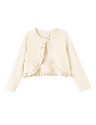 Image of PATPAT Girls Cardigan Bolero Size 4-12 Years Kids Knit Long Sleeve Ruffle Open Front Button Cover Up Cropped Tops for Girls
