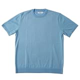 HITOYOSHI Tシャツ 半袖 2サイズ 9111【クルーネック/ライトブルー/L】 人吉シャツ メンズ ウール ニット