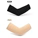 2 Pairs Slimming Arm Sleeves for Women, Sports Arm Compression Sleeve Weight Loss Upper Arm Shaper Helps Tone Shape Upper Arms Sleeve for Women Girls (Black + Beige)