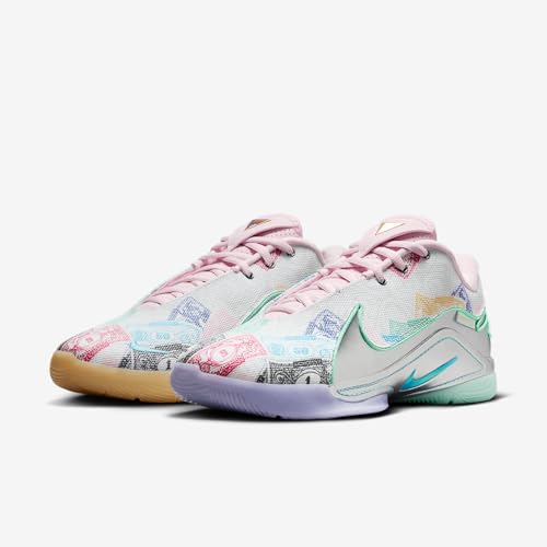 Lebron XXII Currency Basketball Shoes (FZ1097-100, White/Green Glow/Pink Foam/Baltic Blue) Size 142