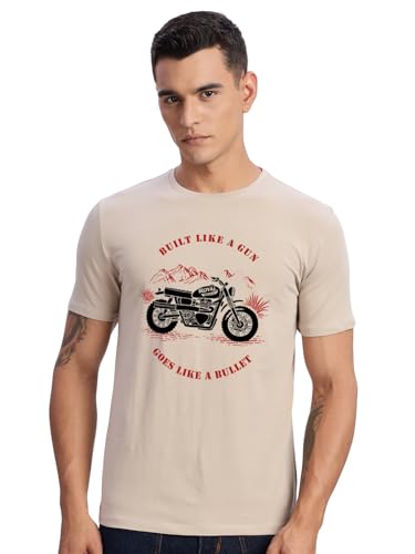 Image of ADRO Men's Royal Bike Design Printed 100% Cotton T-Shirt - Regular Fit, Printed T-Shirts for Men
