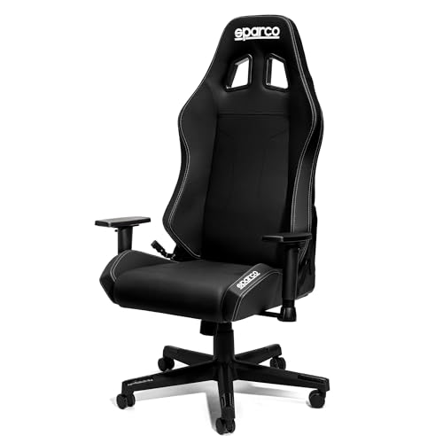 Migliori sedie da gaming Sparco Sedia Ufficio Gaming Coach, Schienale Reclinabile 150°, Braccioli 2D, Supporto Lombare, Ecopelle, 60x60x100 cm (Nero - Cuciture Argento)